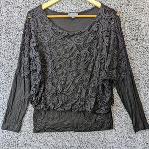 Joseph A Women's Laced Up Black Long Sleeve Shirt Lot of 3 Size large